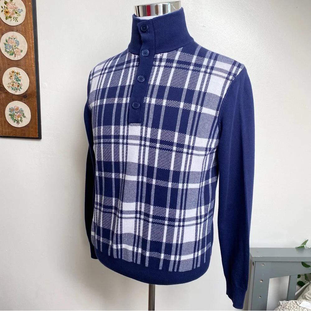 Paul Fredrick Plaid Knit Sweater